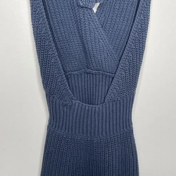 NICHOLAS Halter Dress Women XS Blue Knit Sweater Cotton Blend Mini - Picture 9 of 14